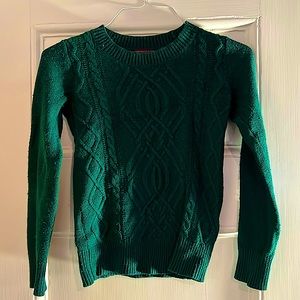 Dark green cable knit sweater